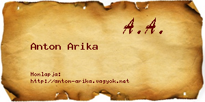 Anton Arika névjegykártya